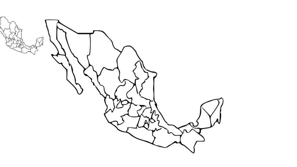 Paso a paso sobre Republica Mexicana Dibujo - Mapa de Mexico con nombres